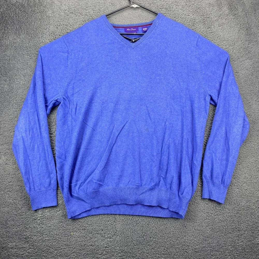 Alan Flusser Cotton Cashmere V-Neck Sweater Pullover Knit Top XXL